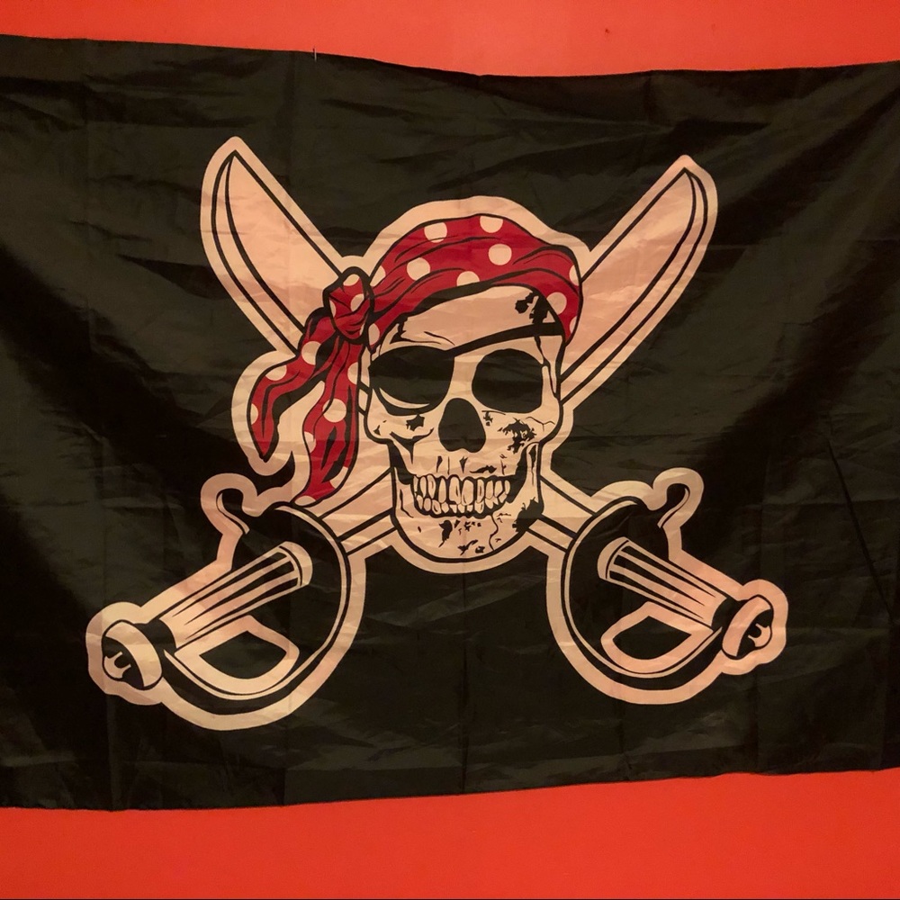 PIRATE SKULL and Crossbones Skeleton Flag